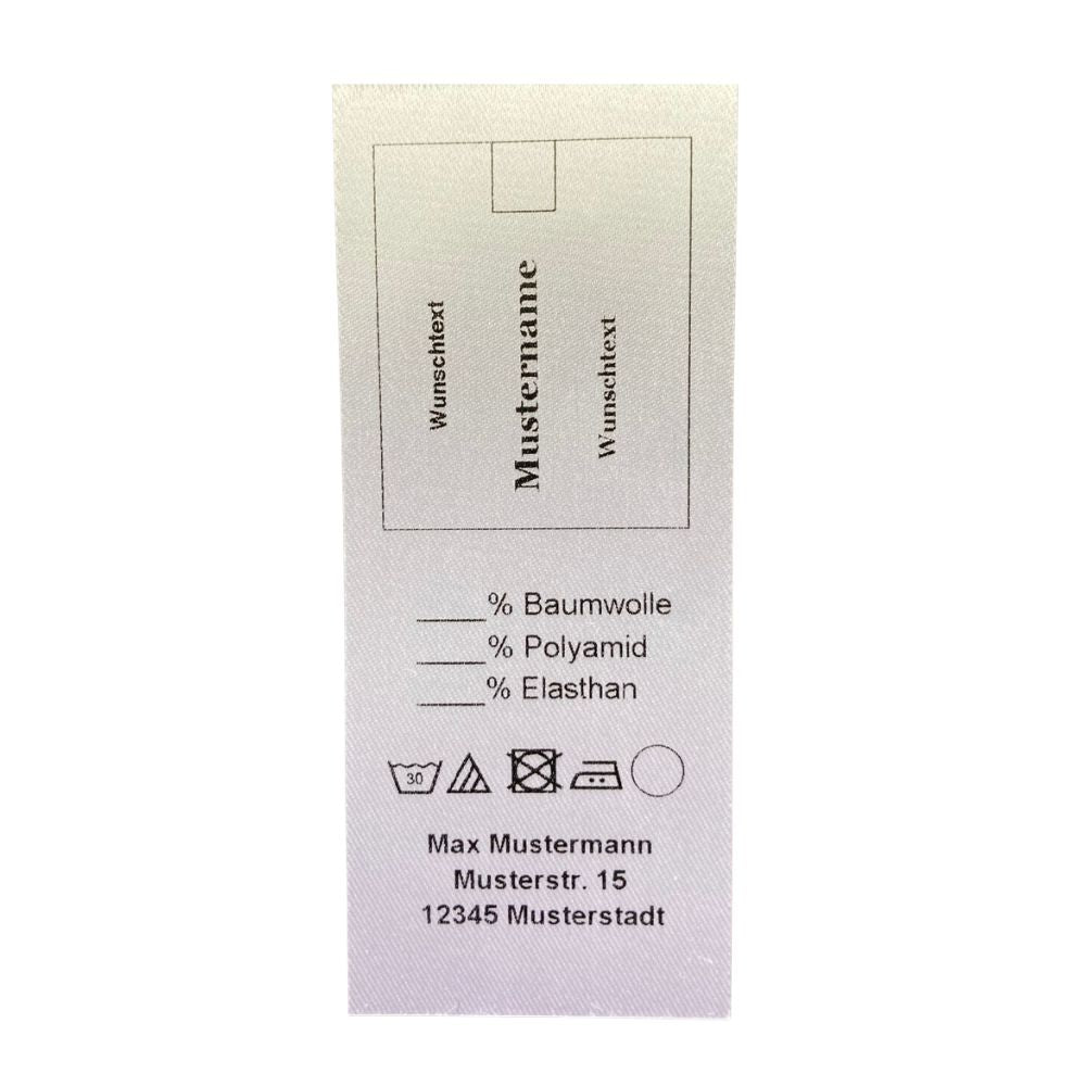 Gewerbeetikett in Weiß – Anti Fray