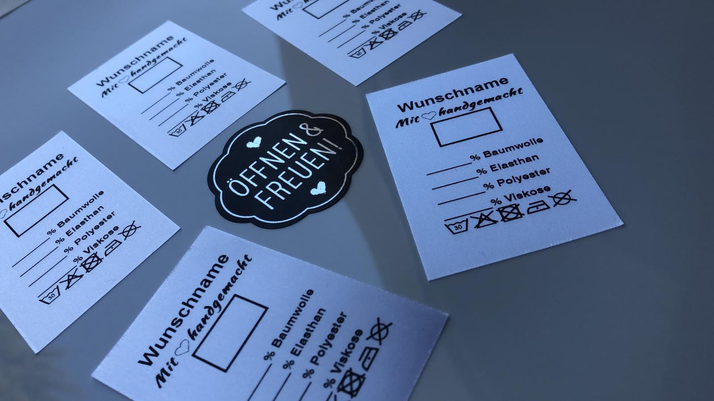 Etiketten mit Wunschname und Vordruck